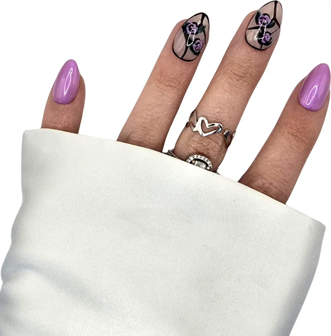 SD Press on Nails No. 46 Rose Colored Glasses Nagelset - Medium Almond - 20 Stuks