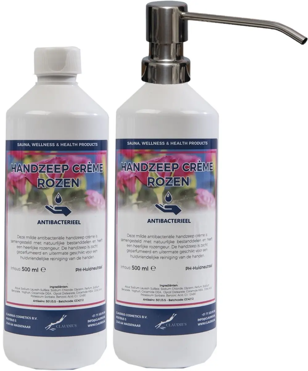 Splashbox Cosmetics Handzeep Crème Rozen 500ml - 2 Stuks