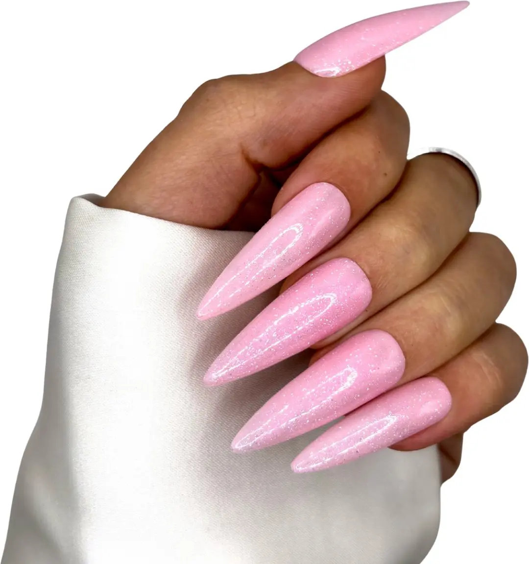 SD Press on Nails No. 54 Pink Flamingo Roze Glitter - 20 Stuks