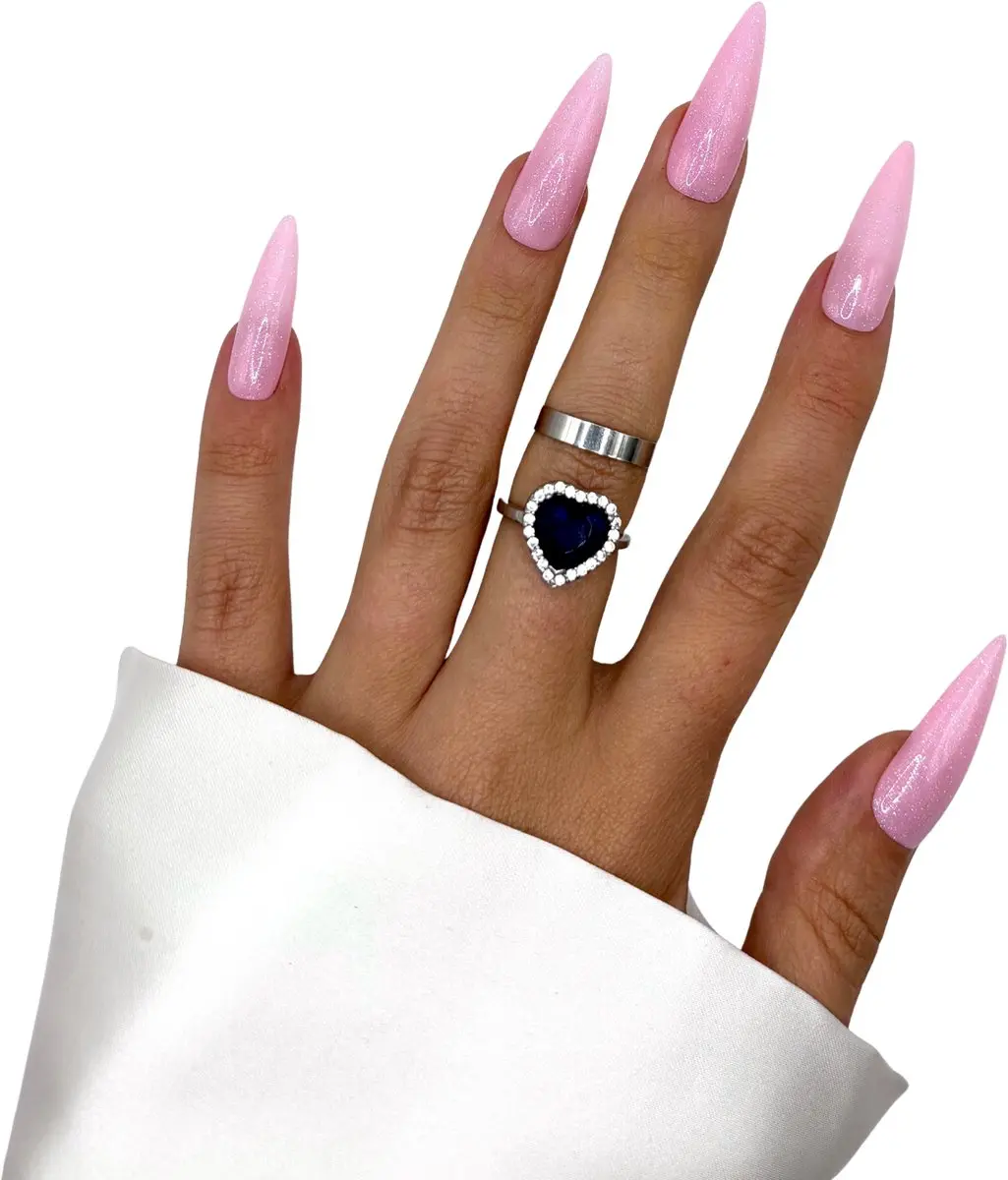 SD Press on Nails No. 54 Pink Flamingo Roze Glitter - 20 Stuks