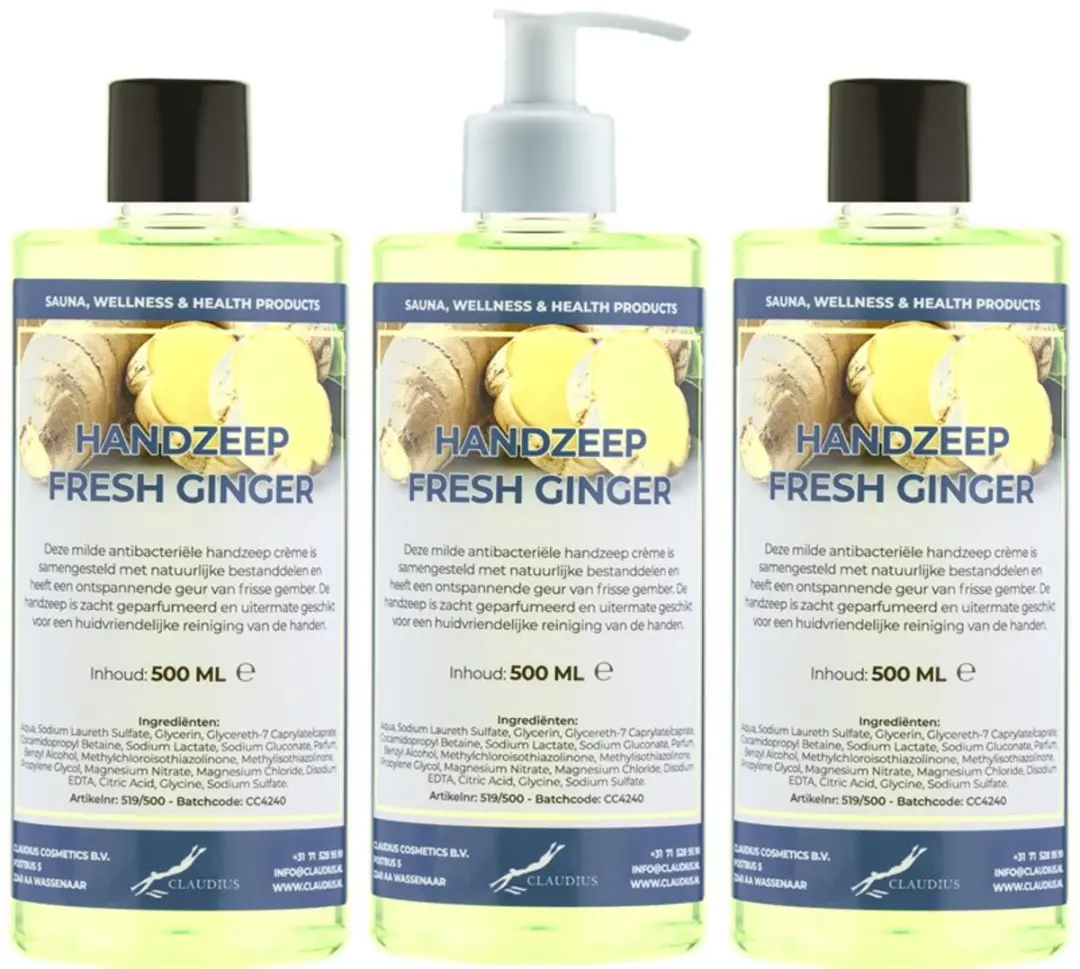 Splashbox Cosmetics Handzeep Fresh Ginger 500ml - 3 Stuks
