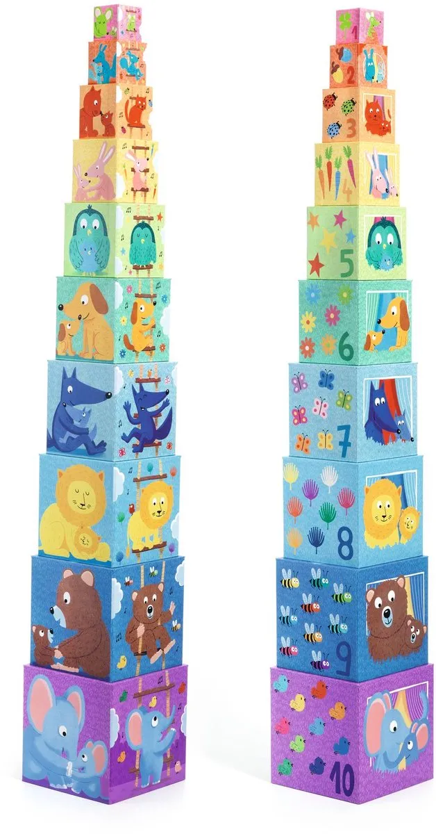 Djeco Rainbow Blocks Houten Blokken - 10 Stuks - Meerkleurig