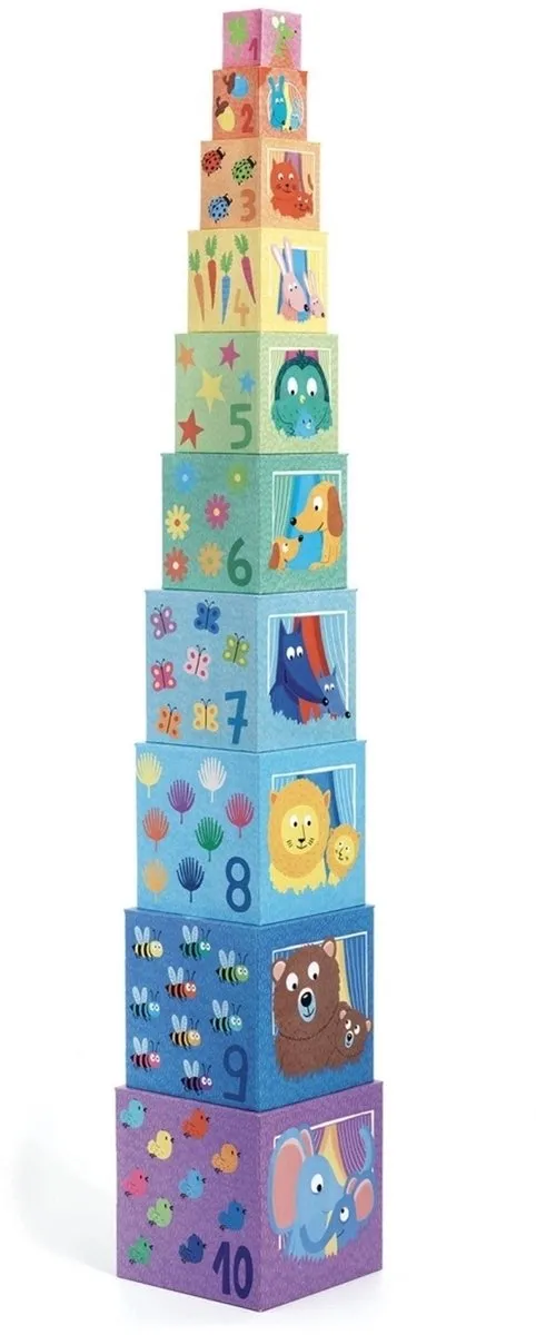 Djeco Rainbow Blocks Houten Blokken - 10 Stuks - Meerkleurig