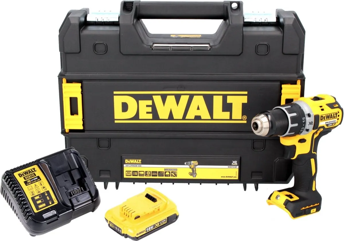 DeWalt DCD791D1 Accuboormachine 18V - 70Nm Borstelloos - 2000mAh - afbeelding 2 van 5
