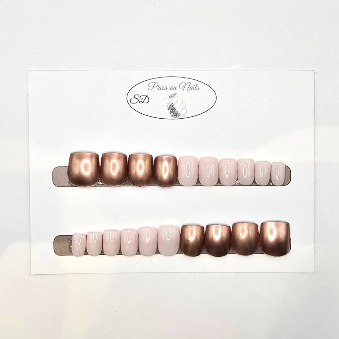 SD Press on Nails B244 Plaknagels Nude Rose Gold - 20 Stuks - afbeelding 6 van 6