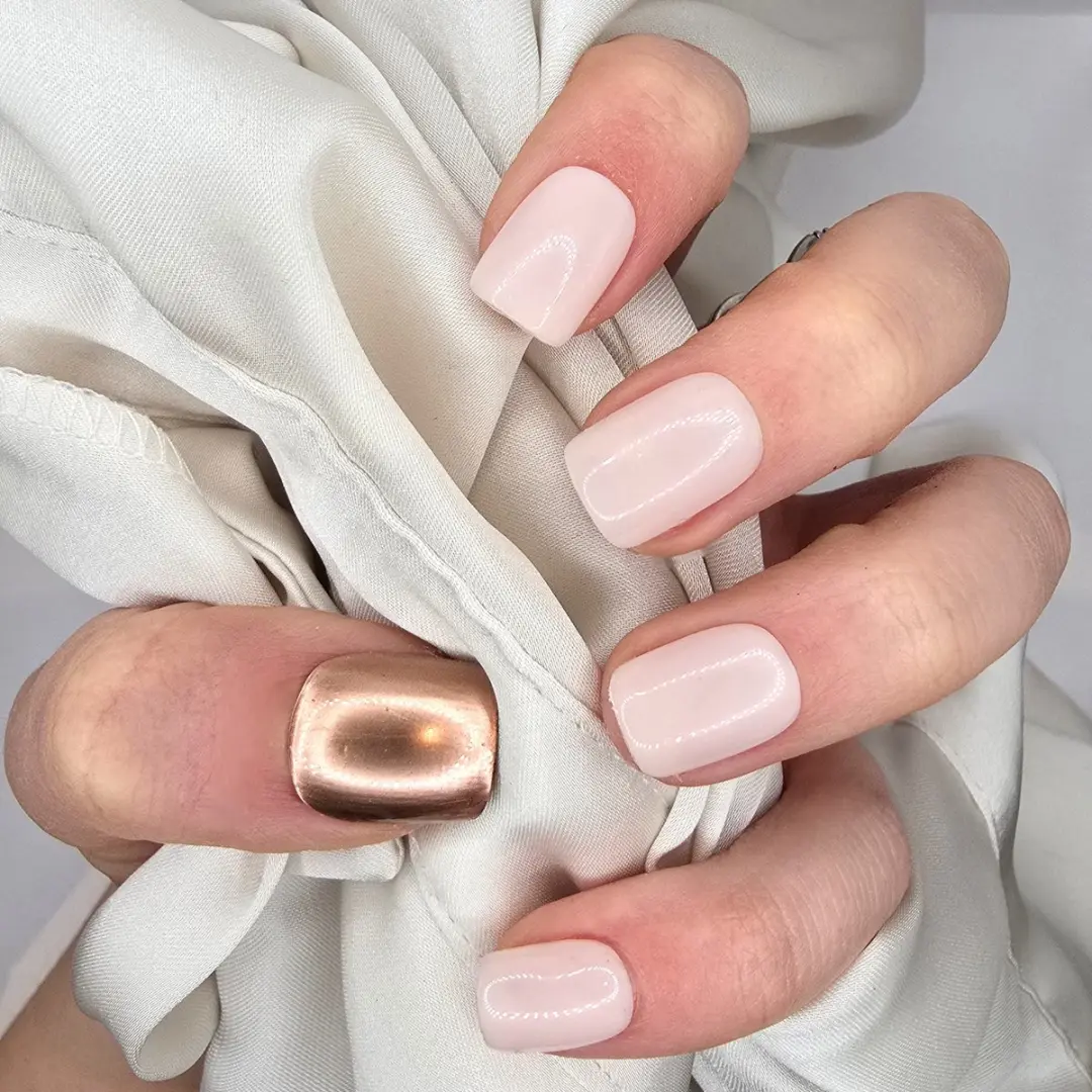 SD Press on Nails B244 Plaknagels Nude Rose Gold - 20 Stuks