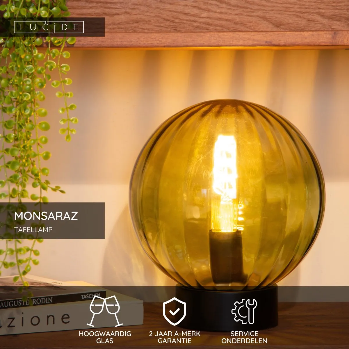 Lucide MONSARAZ Tafellamp - Ø25cm Groen
