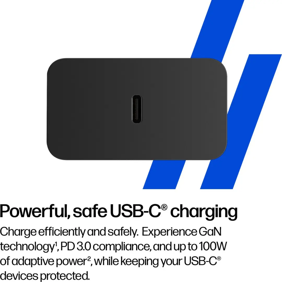 HP 100W GaN CS9V8AA#ABB USB-C Oplader - Zwart