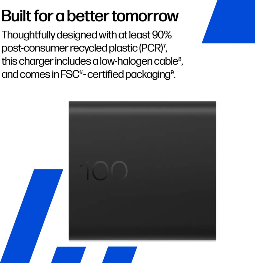 HP 100W GaN CS9V8AA#ABB USB-C Oplader - Zwart