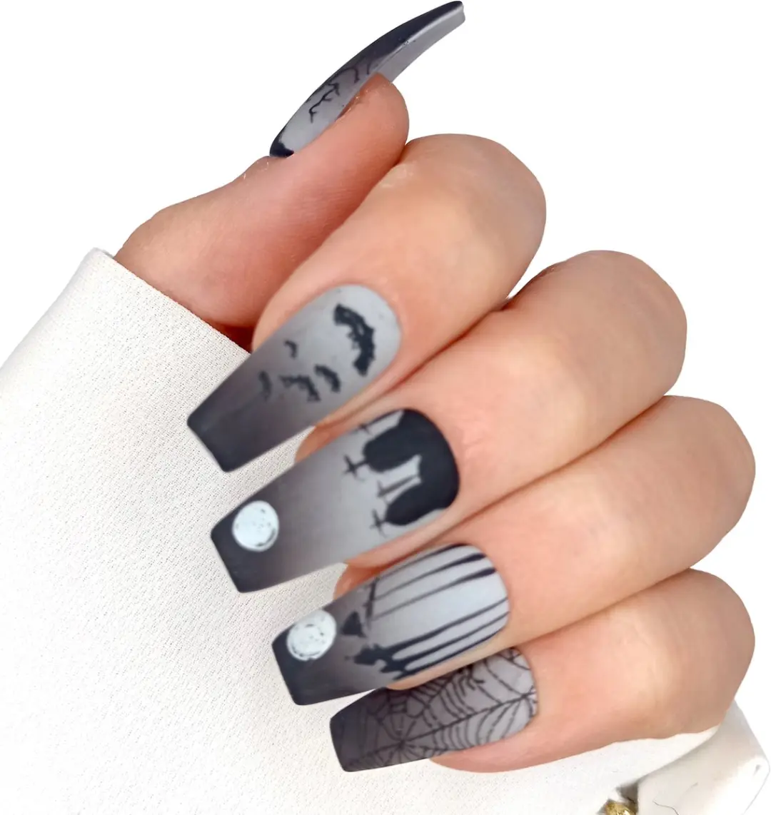 SD Press on Nails Luxury's No. 123 Graveyard Nagelset
