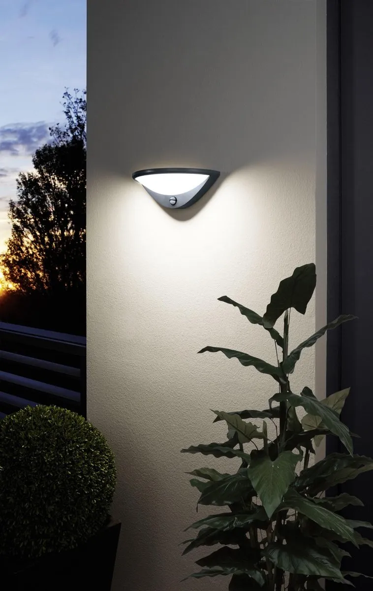 Eglo Belcreda Wandlamp Buiten LED 33cm Antraciet/Wit - Sensor