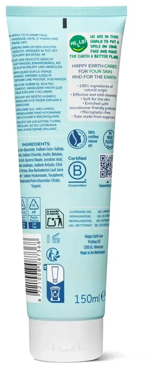 Happy Earth Zuiverende Reinigingsgel 150ml - afbeelding 6 van 6