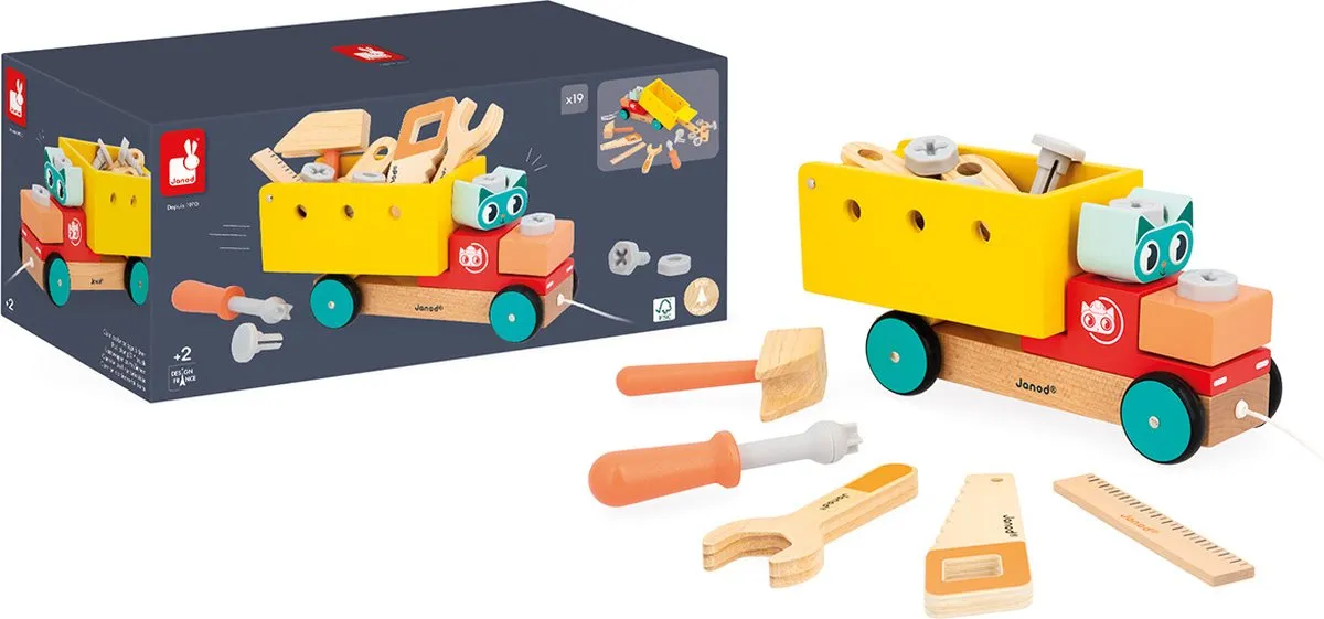 Janod Brico'kids Trekfiguur Vrachtwagen 19-delig