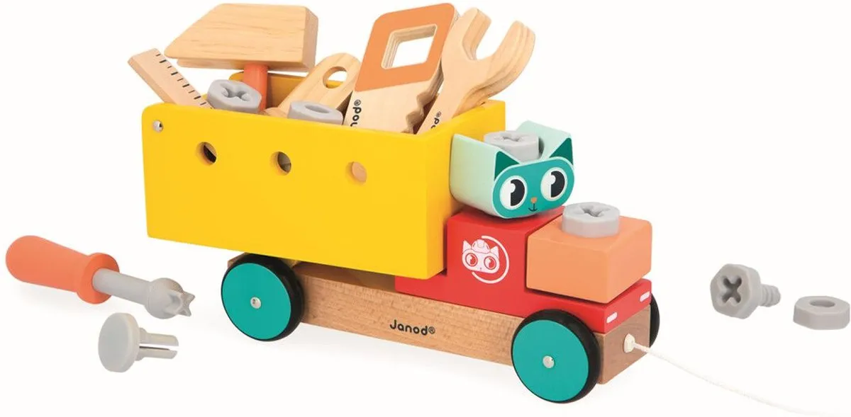 Janod Brico'kids Trekfiguur Vrachtwagen 19-delig - Multicolor