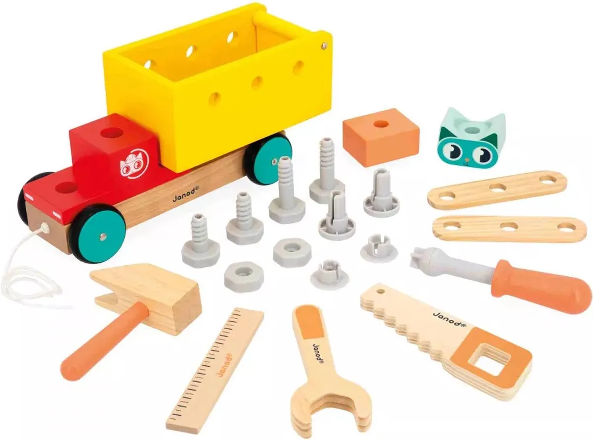 Janod Brico'kids Trekfiguur Vrachtwagen 19-delig - Multicolor