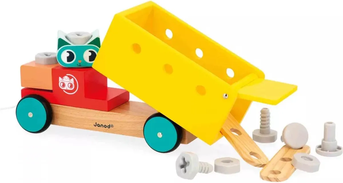 Janod Brico'kids Trekfiguur Vrachtwagen 19-delig - Multicolor