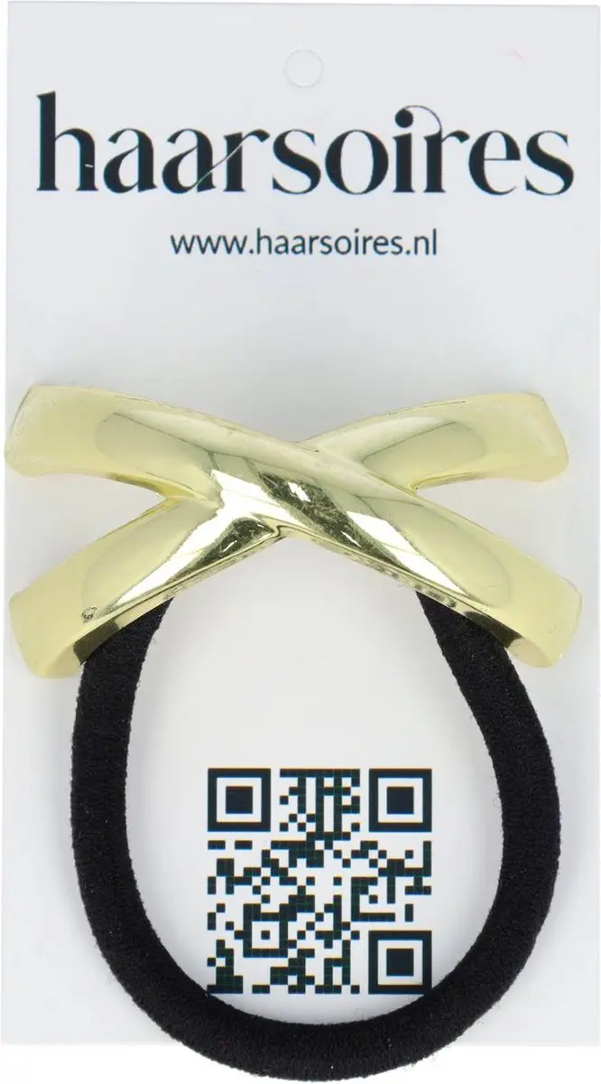 Haarsoires Cuff Haarelastiek 5cm - Zwart/Goud Metaalaccent
