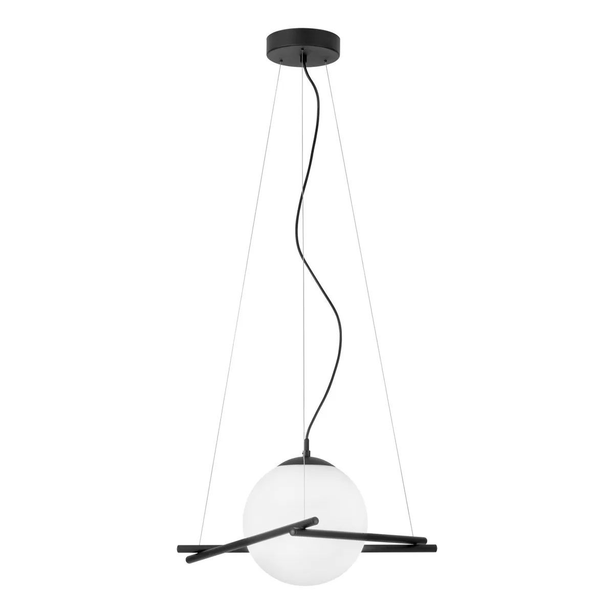 Eglo Hanglamp E27 Staal Zwart Glas Opaal