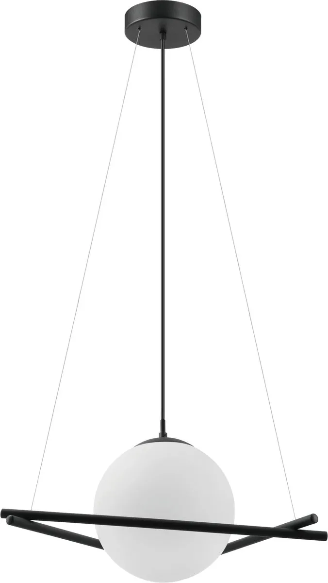 Eglo Hanglamp E27 Staal Zwart Glas Opaal - 2 Lichtpunten