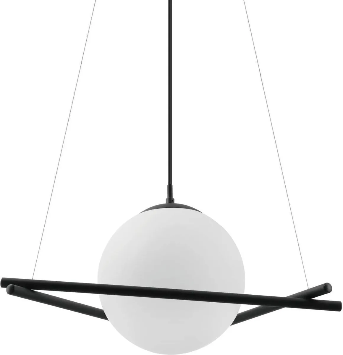 Eglo Hanglamp E27 Staal Zwart Glas Opaal - 2 Lichtpunten
