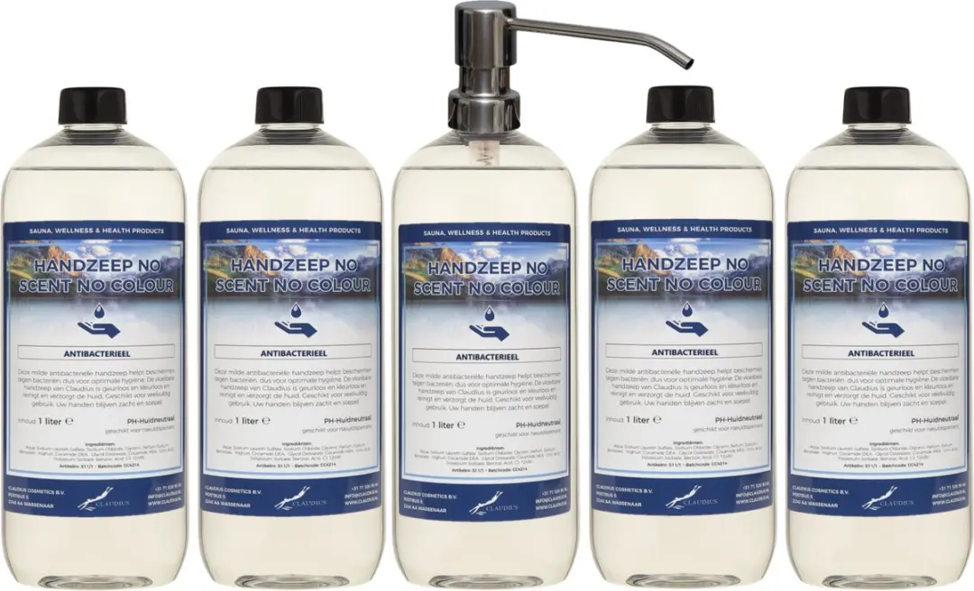 Splashbox Cosmetics Handzeep No Scent No Colour 5x1L - RVS pomp