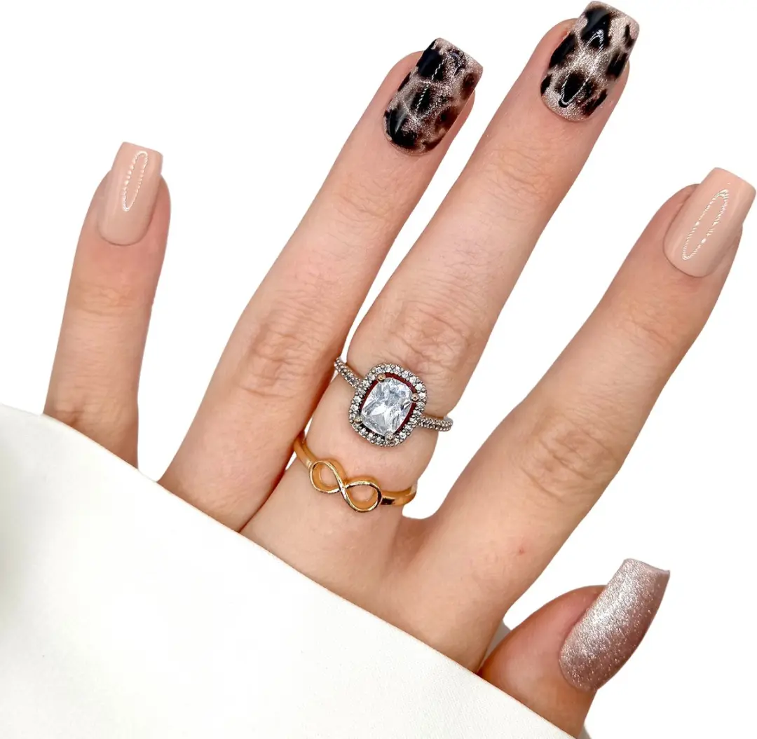 SD Press on Nails B-226 Plaknagels - 20 Stuks - Nude met Print
