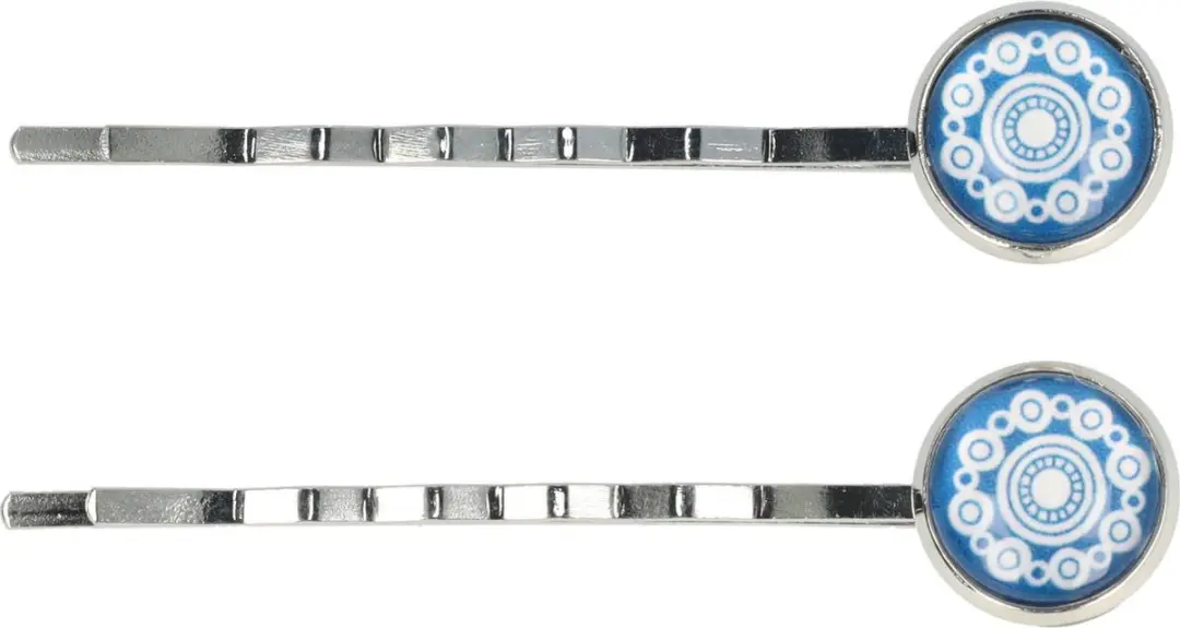 Haarsoires Schuifspeldjes 6cm Blauw Wit