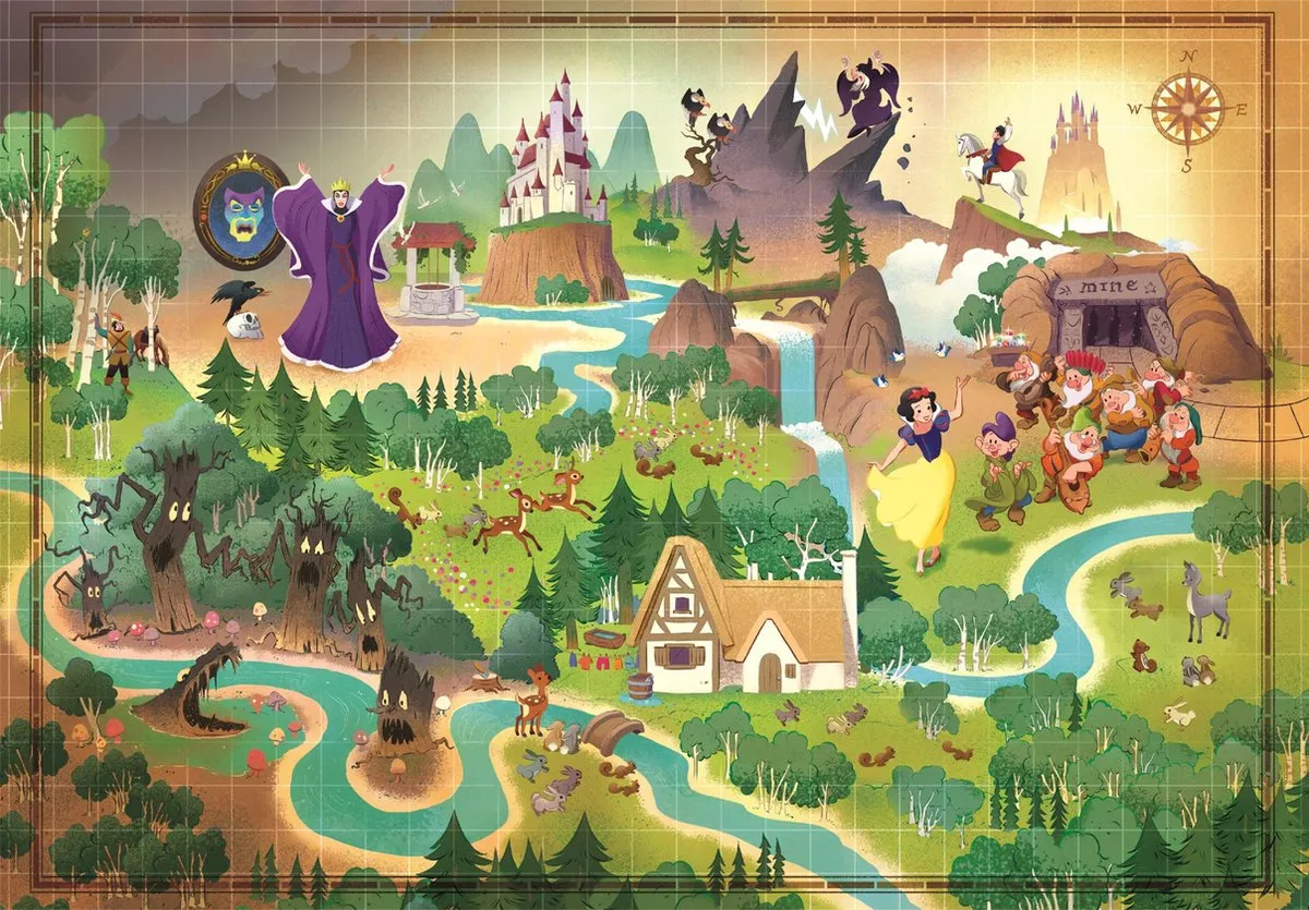 Clementoni Sneeuwwitje Story Map Puzzel 1000 Stuks