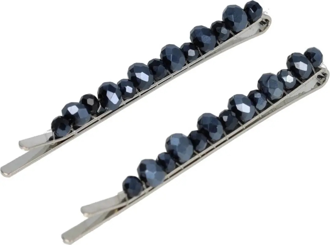 Haarsoires Schuifspeldjes 7cm Blauw - Facetkralen - 2 Stuks