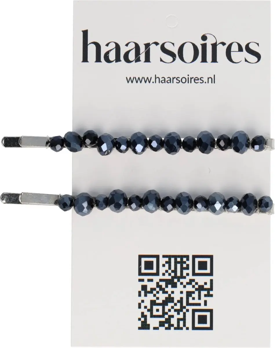 Haarsoires Schuifspeldjes 7cm Blauw - Facetkralen - 2 Stuks