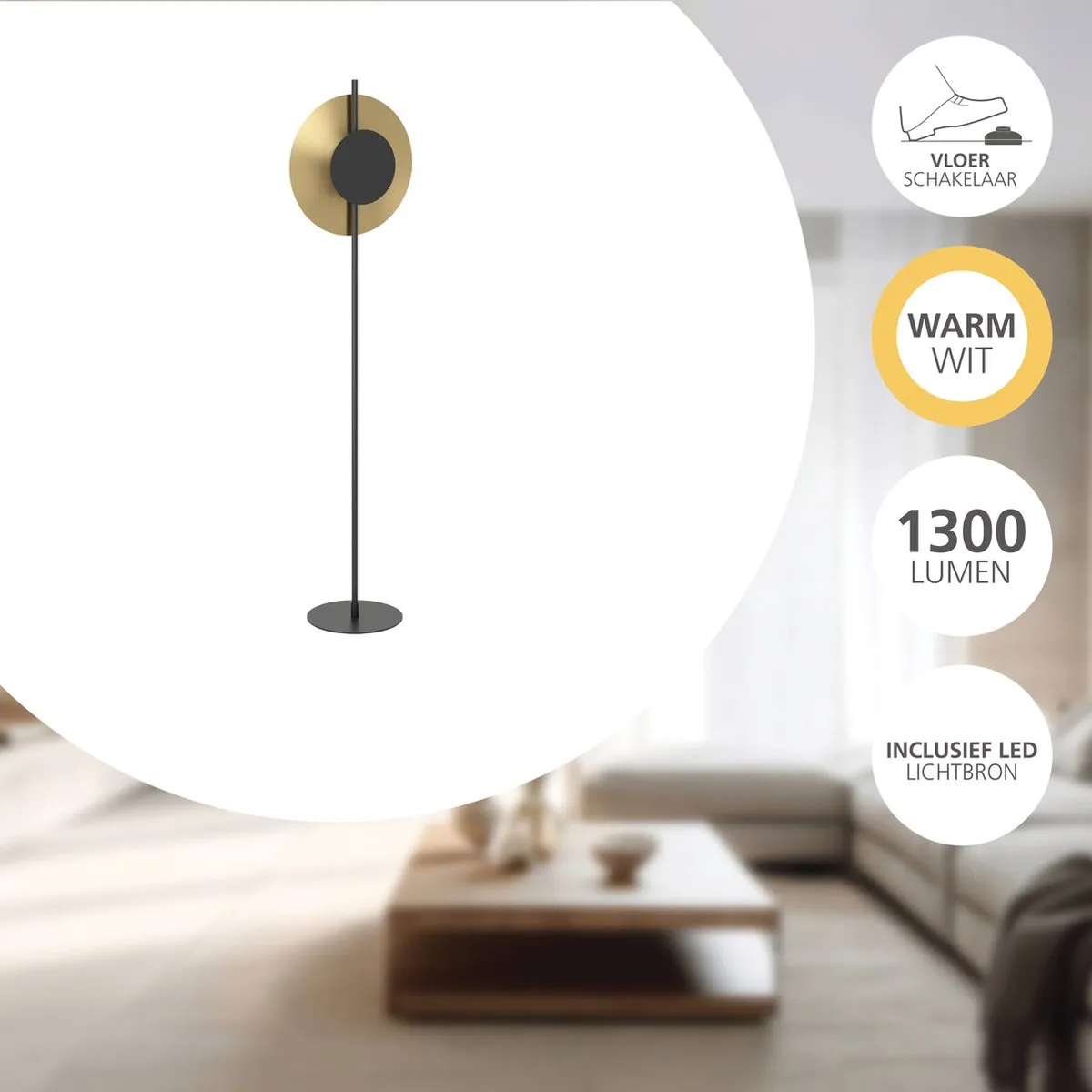 Eglo Tocina Vloerlamp 150cm - Zwart/Goud