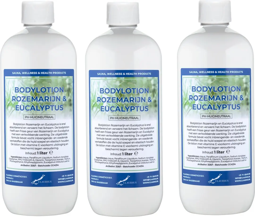 Splashbox Cosmetics Rozemarijn & Eucalyptus Bodylotion 3 Liter - 3 Stuks