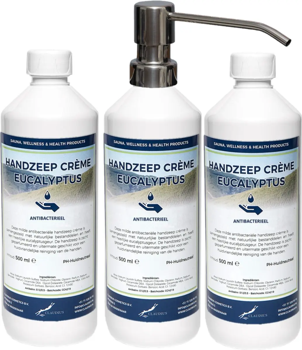 Splashbox Cosmetics Handzeep Crème Eucalyptus 500ml - Set van 3