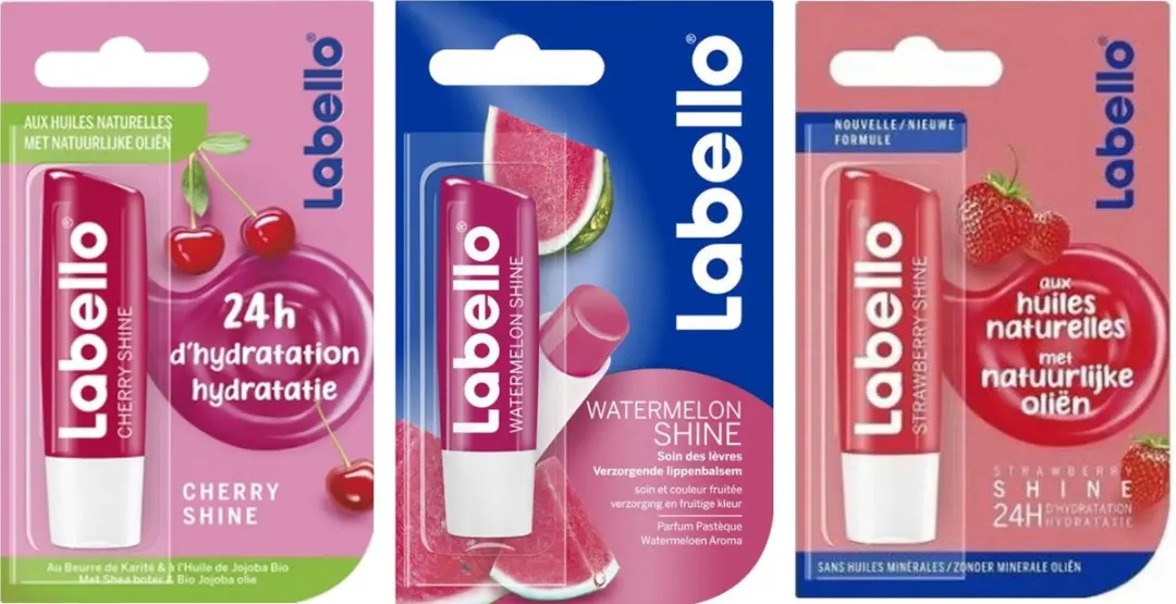 Labello Lippenbalsem Set - 3 Stuks Aarbei/Kers/Watermeloen