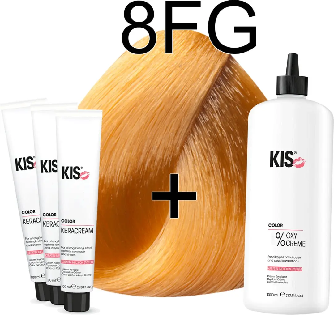 KIS KeraCream Color 8FG Goudblond Haarverfset