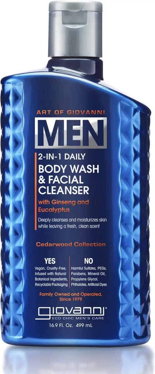 Giovanni Cosmetics Men's 2-in-1 Body Wash & Facial Cleanser 499ml