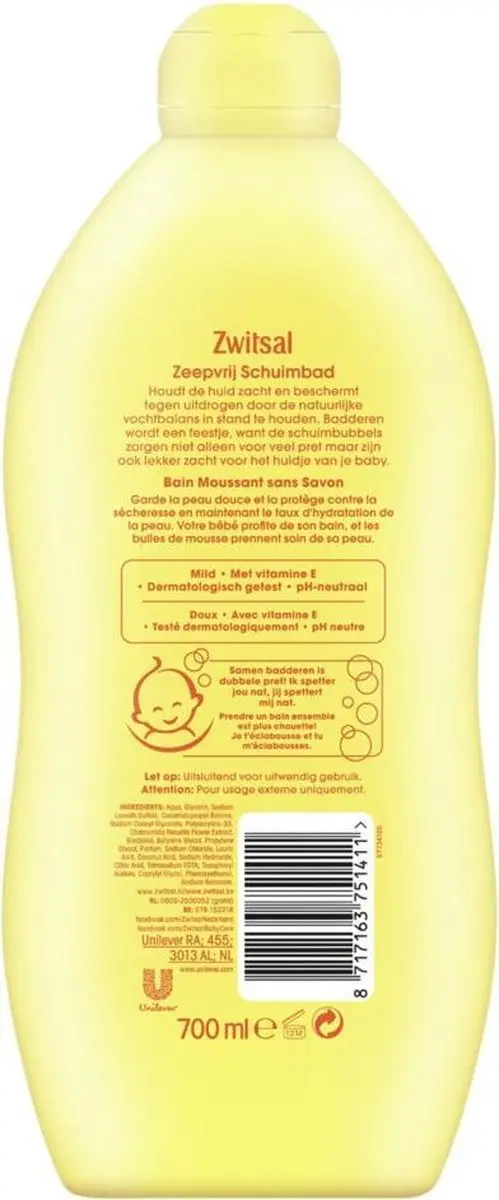 Zwitsal Schuimbad 700ml - 6 Stuks