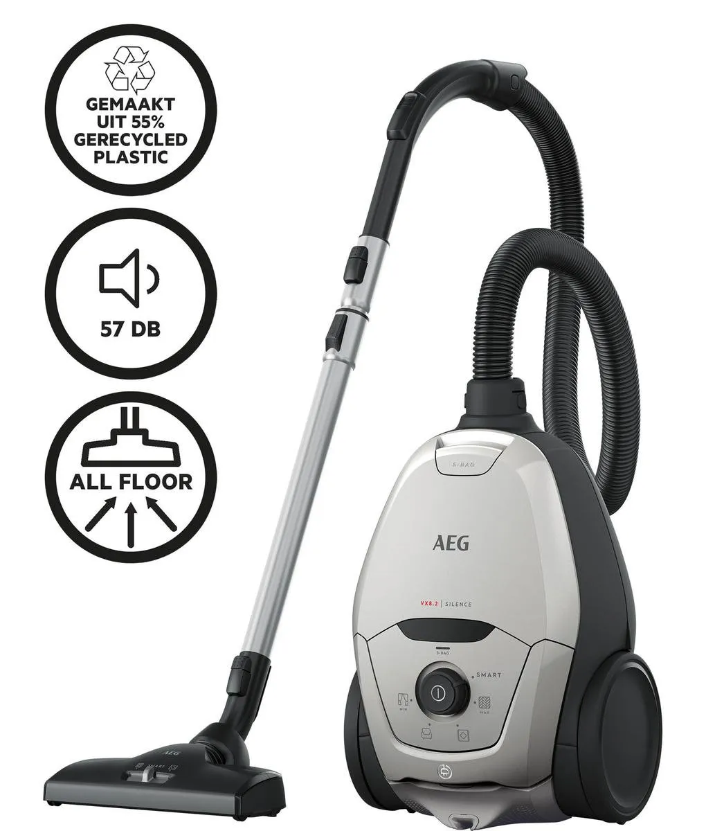 AEG VX82-1-2MG EcoLine Stofzuiger met zak - 600W - 3,5L - Mineral Grey