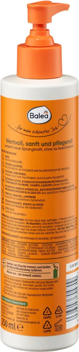 Balea Haarmasker 3in1 Natural Beauty Krullen 250ml