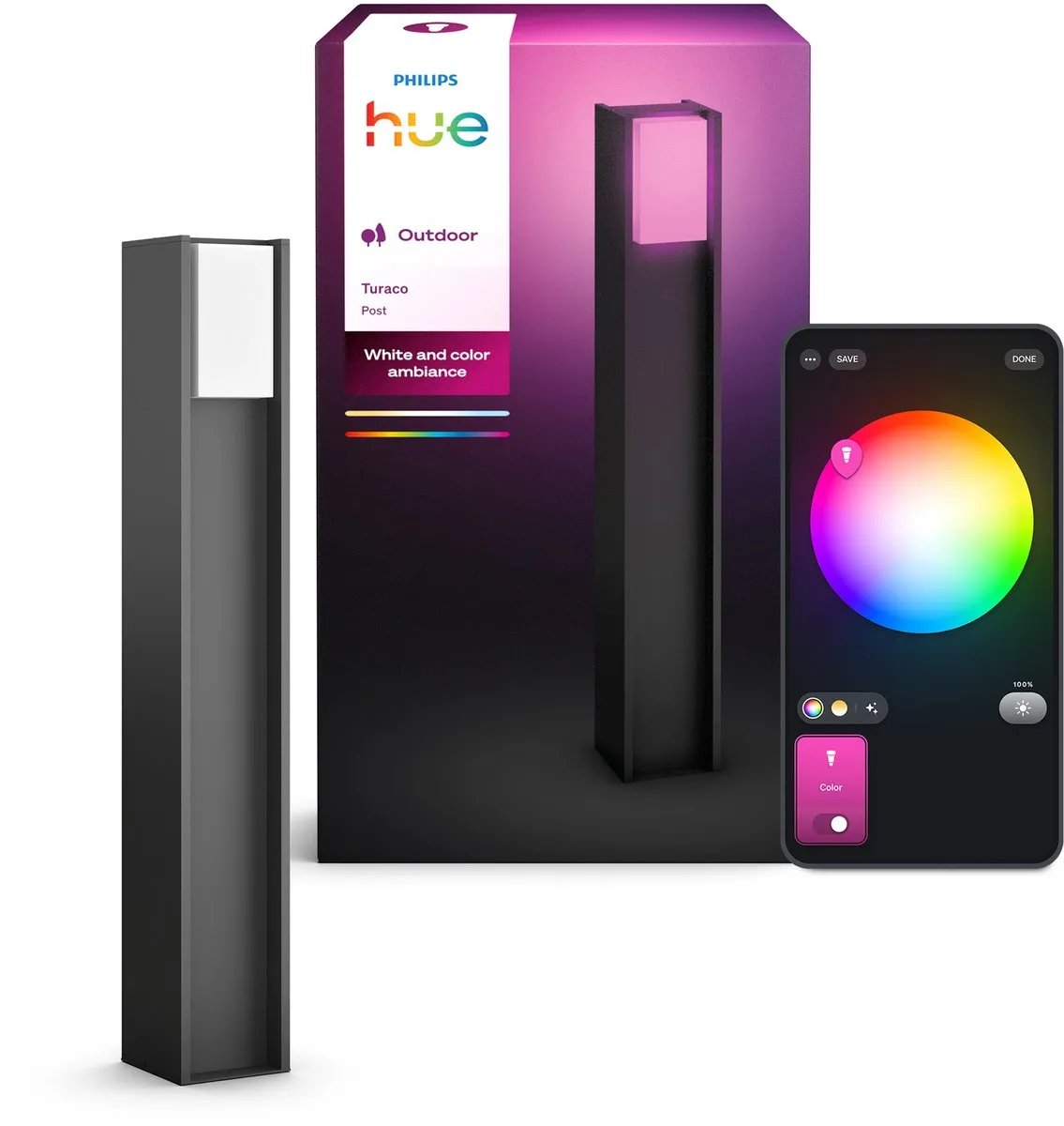 Philips Hue Turaco Hoge Sokkellamp - Antraciet - 1100 Lumen