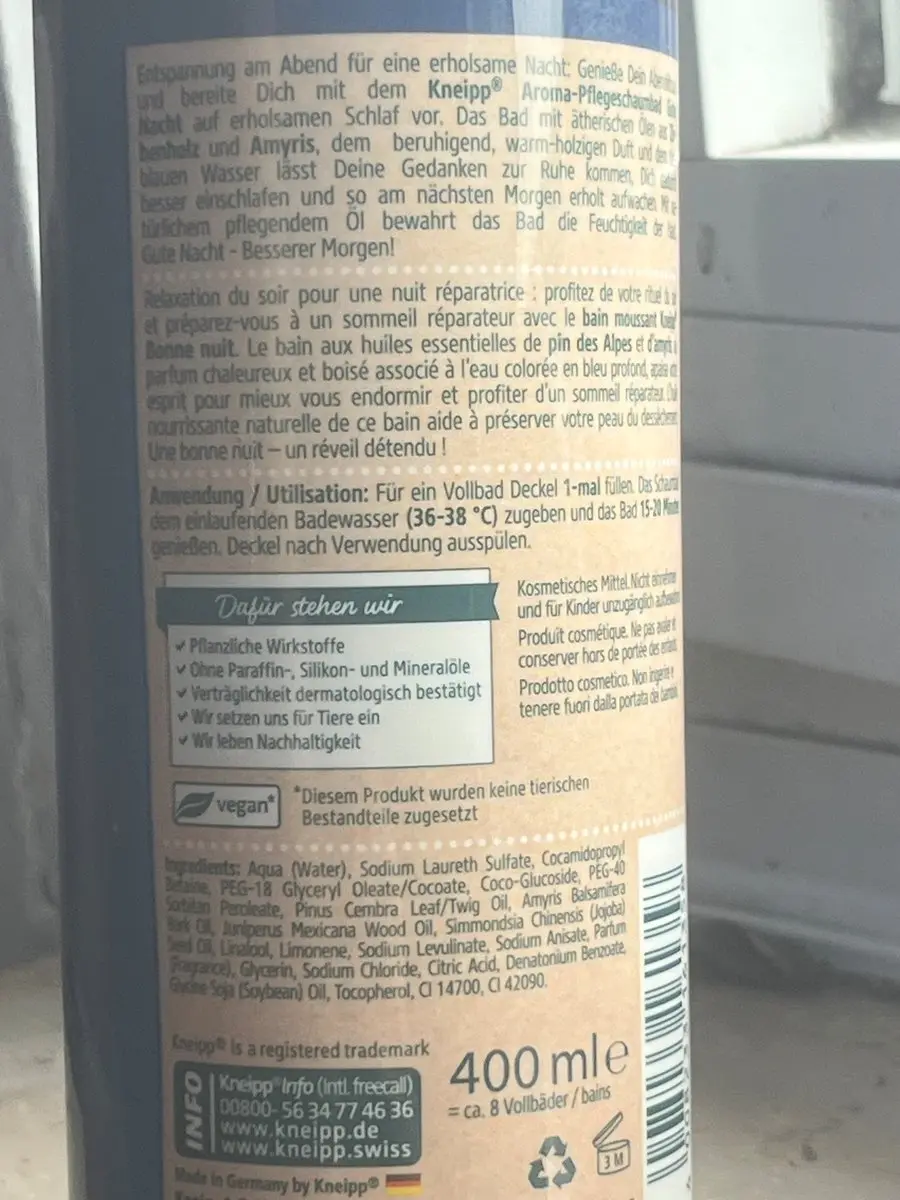 Kneipp Badschuim Good Night 400ml - Alpenden & Amyris