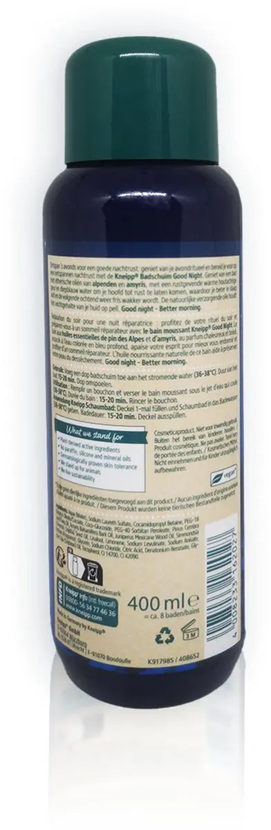 Kneipp Badschuim Good Night 400ml - Alpenden & Amyris