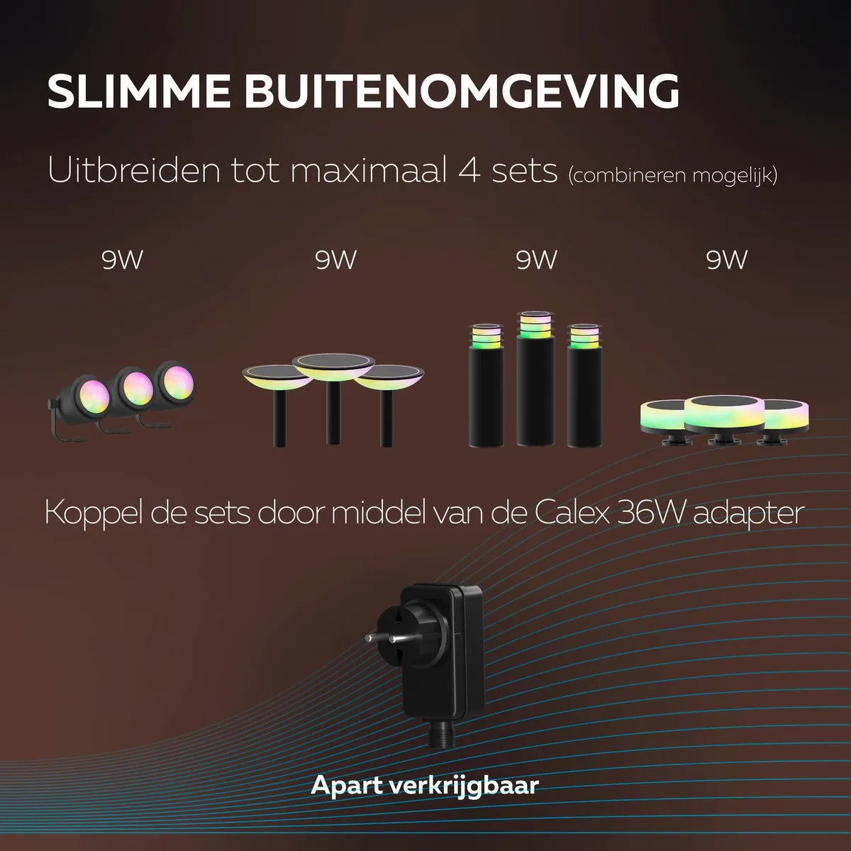Calex Smart Outdoor 24V RGB/Wit Grondspots - Set van 3
