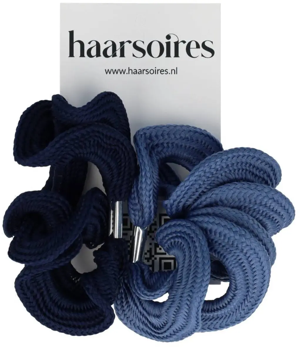 Haarsoires Haarelastieken Basic Gedraaid Blauw - Set van 2