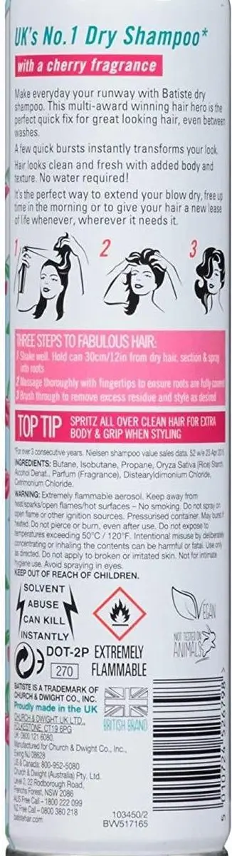 Batiste Cherry Droogshampoo - 200ml - 4 Stuks