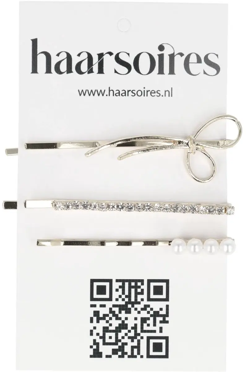 Haarsoires Schuifspeldjes 6cm - Zilver met Parel & Steentjes - 3 Stuks