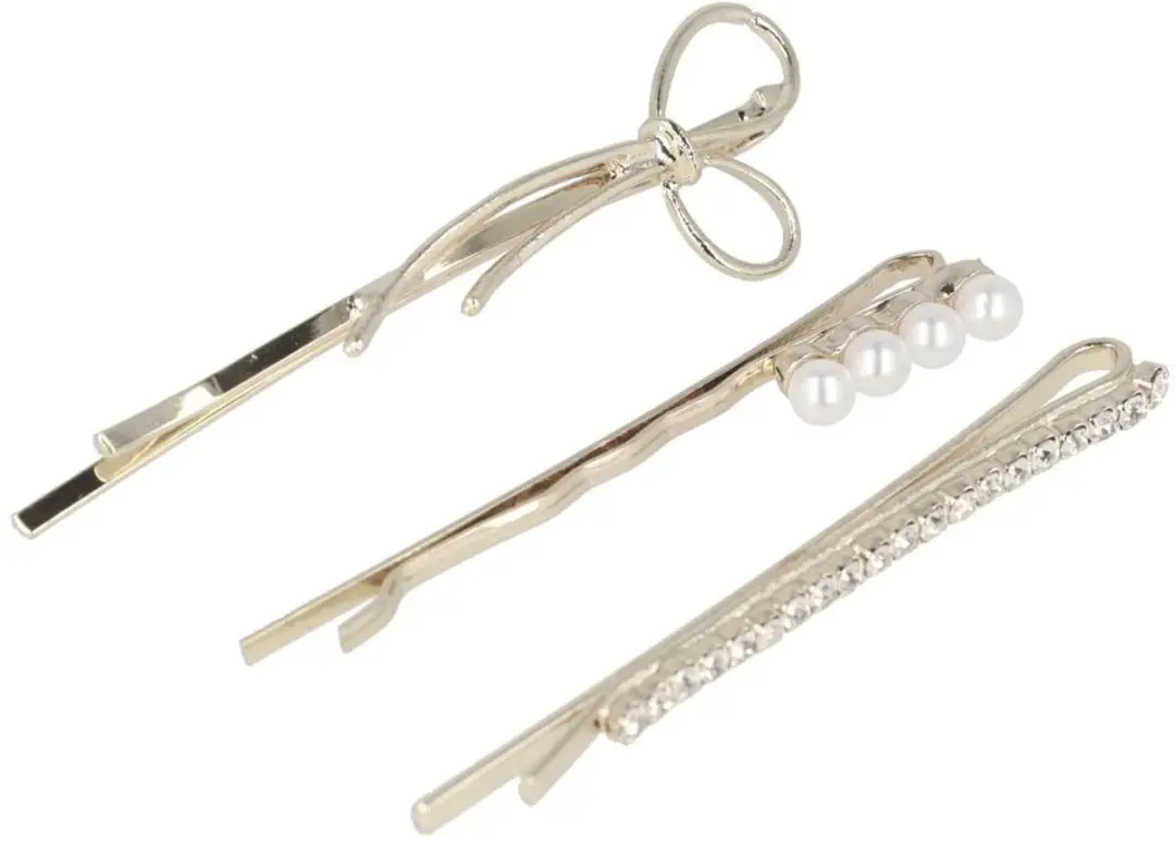 Haarsoires Schuifspeldjes 6cm - Zilver met Parel & Steentjes - 3 Stuks