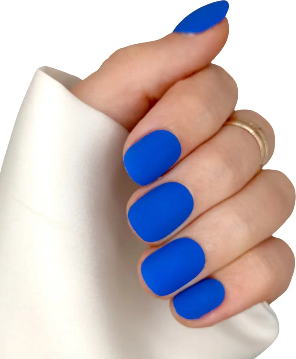 SD Press on Nails B-10 Blauwe Matte Nagelset 20 Stuks