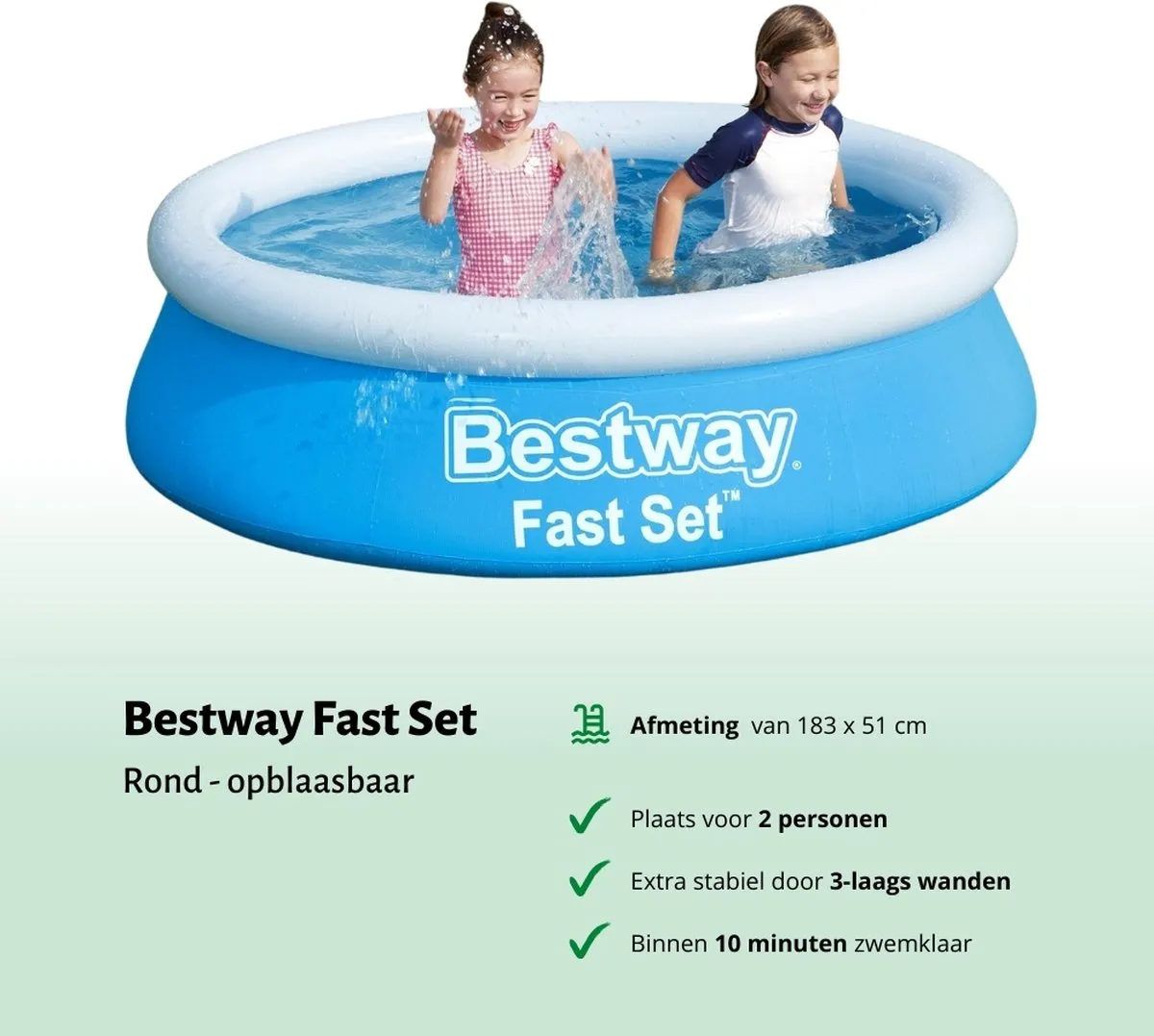Bestway Rond Opblaasbaar Zwembad 183x51cm - Blauw - 0.94m³