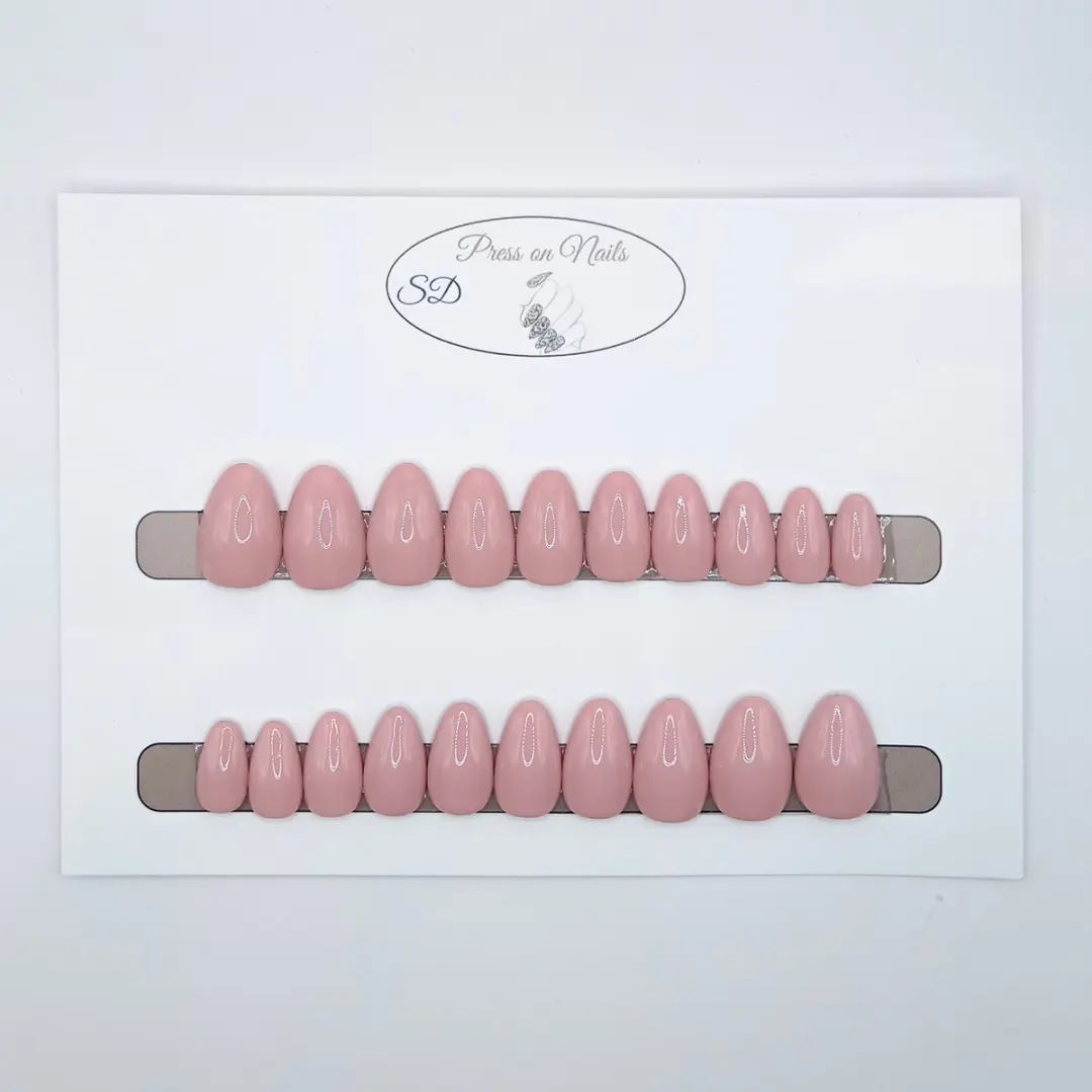 SD Press on Nails B-153 Plaknagels Nude - XS Stiletto - 20 Stuks